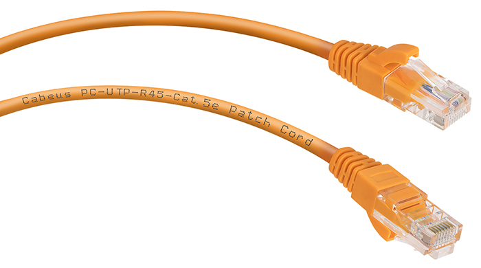 Патч-корд Cabeus UTP, категория 5e, неэкранированный, оранжевый.