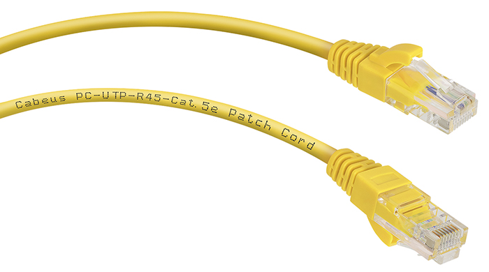 Патч-корд Cabeus UTP, категория 5e, неэкранированный, желтый.