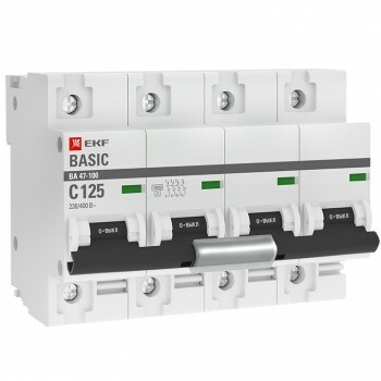 Автоматический выключатель 4P 125А (C) 10kA ВА 47-100 EKF Basic | mcb47100-4-125C-bas | EKF