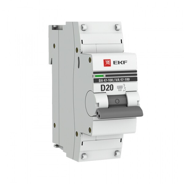 Автоматический выключатель 1P 20А (D) 10kA ВА 47-100 PROxima | mcb47100-1-20D-pro | EKF