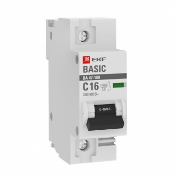 Автоматический выключатель 1P 16А (C) 10kA ВА 47-100 EKF Basic | mcb47100-1-16C-bas | EKF