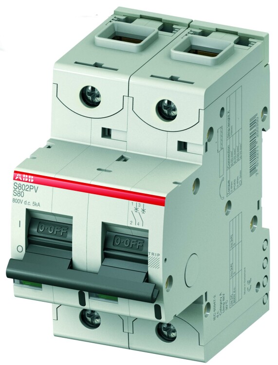 Выключатель автоматический двухполюсный S802PV 63А S 5кА (S802PV-S63) | 2CCP842001R1639 | ABB
