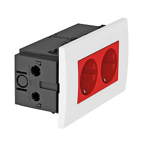 Укомплектованный розеточный блок AR45 (2xModul45,84x140x59 мм,красный) (SDE-RW D0RT2) | 6119409 | OBO Bettermann