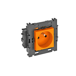 Розетка одинарная 0° Modul45connect франц. стандарт, 250 В, 16A (оранжевый) (STD-F0C8 ROR1) | 6120604 | OBO Bettermann