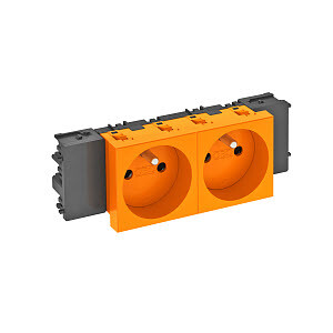 Розетка двойная 0° Modul45connect франц. стандарт, 250 В, 16A (оранжевый) (STD-F0C ROR2) | 6120554 | OBO Bettermann