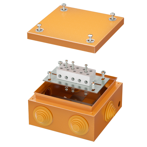 Коробка стальная FS с кабельными вводами и клеммниками,IP55,150х150х80мм, 5р, 450V,30A,16мм.кв