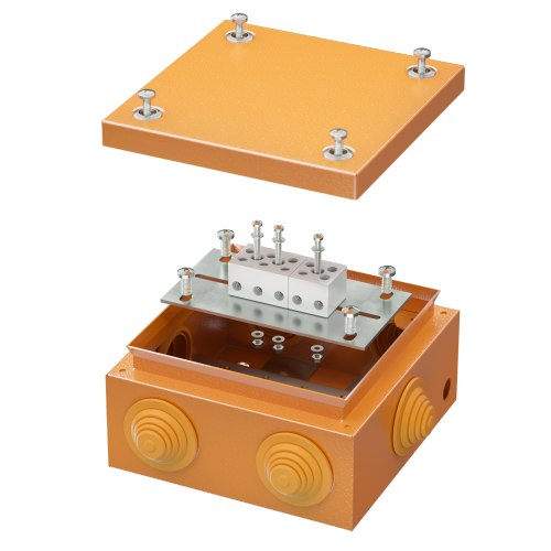 Коробка стальная FS с кабельными вводами и клеммниками,IP55,150х150х80мм,5р, 450V,20A,10мм.кв