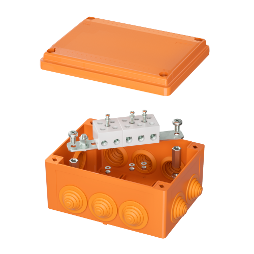 Коробка пластиковая FS с кабельными вводами и клеммниками,IP55,150х110х70мм, 5р, 450V,30A,16мм.кв
