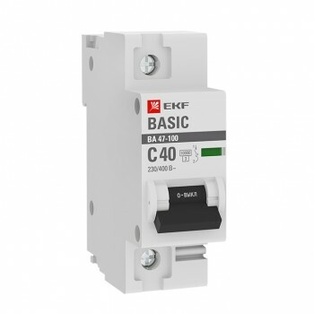 Автоматический выключатель 1P 40А (C) 10kA ВА 47-100 EKF Basic | mcb47100-1-40C-bas | EKF